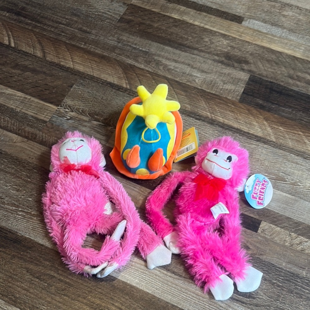 Pink Plush Monkey Toy Set
